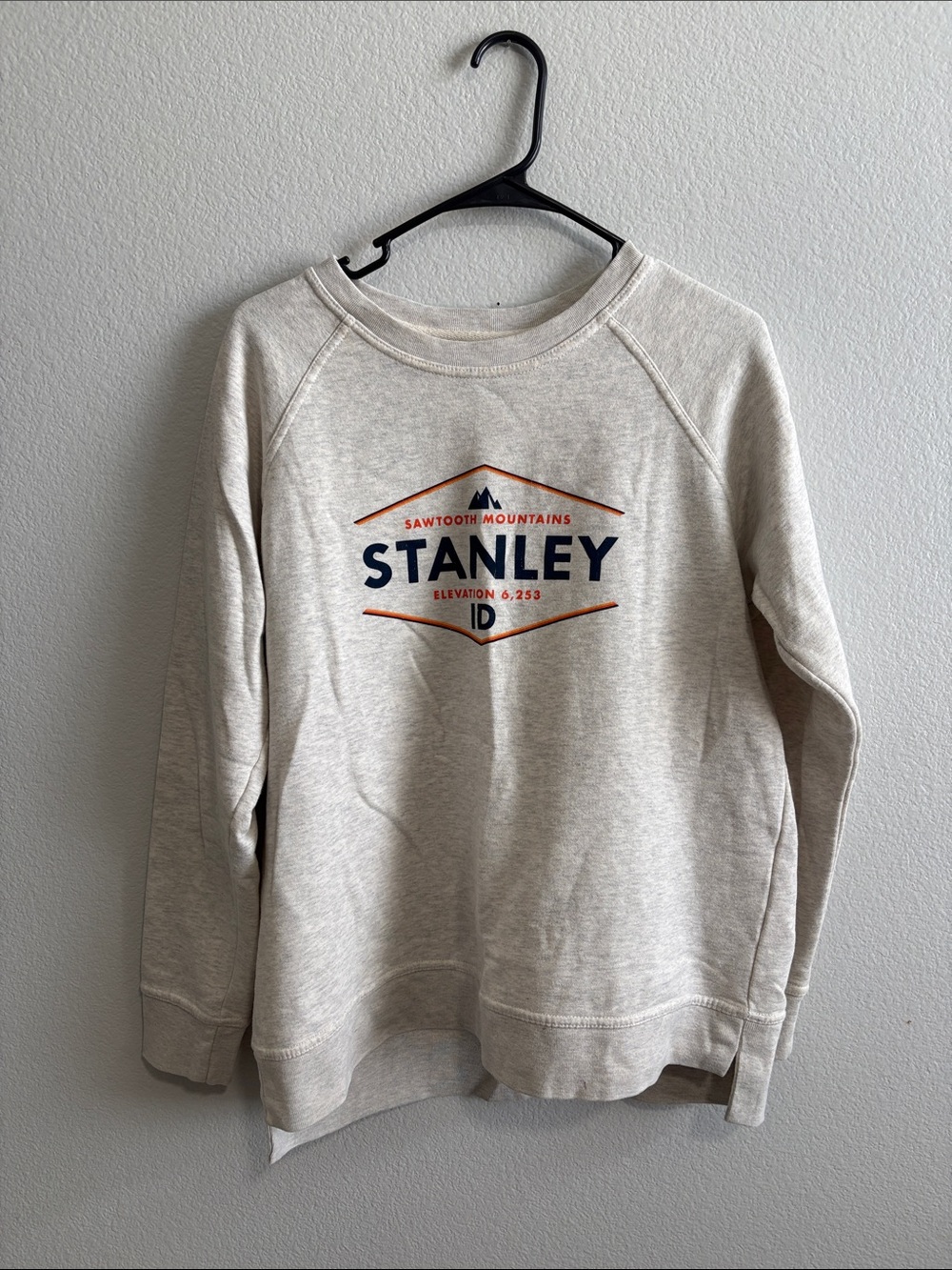 League Cream Crewneck Sweatshirt with Navy & Orange Graphic